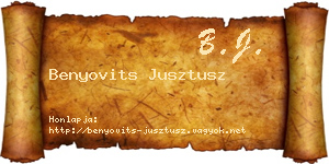 Benyovits Jusztusz névjegykártya